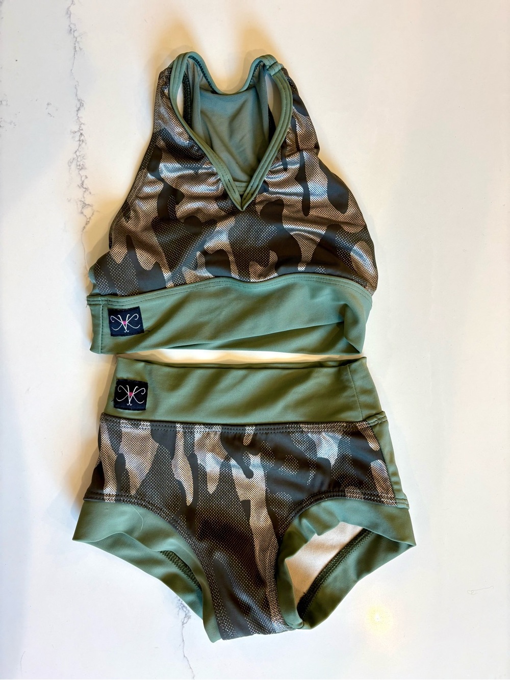 Kandi Kouture Olive Camo Two-Piece Dance Set